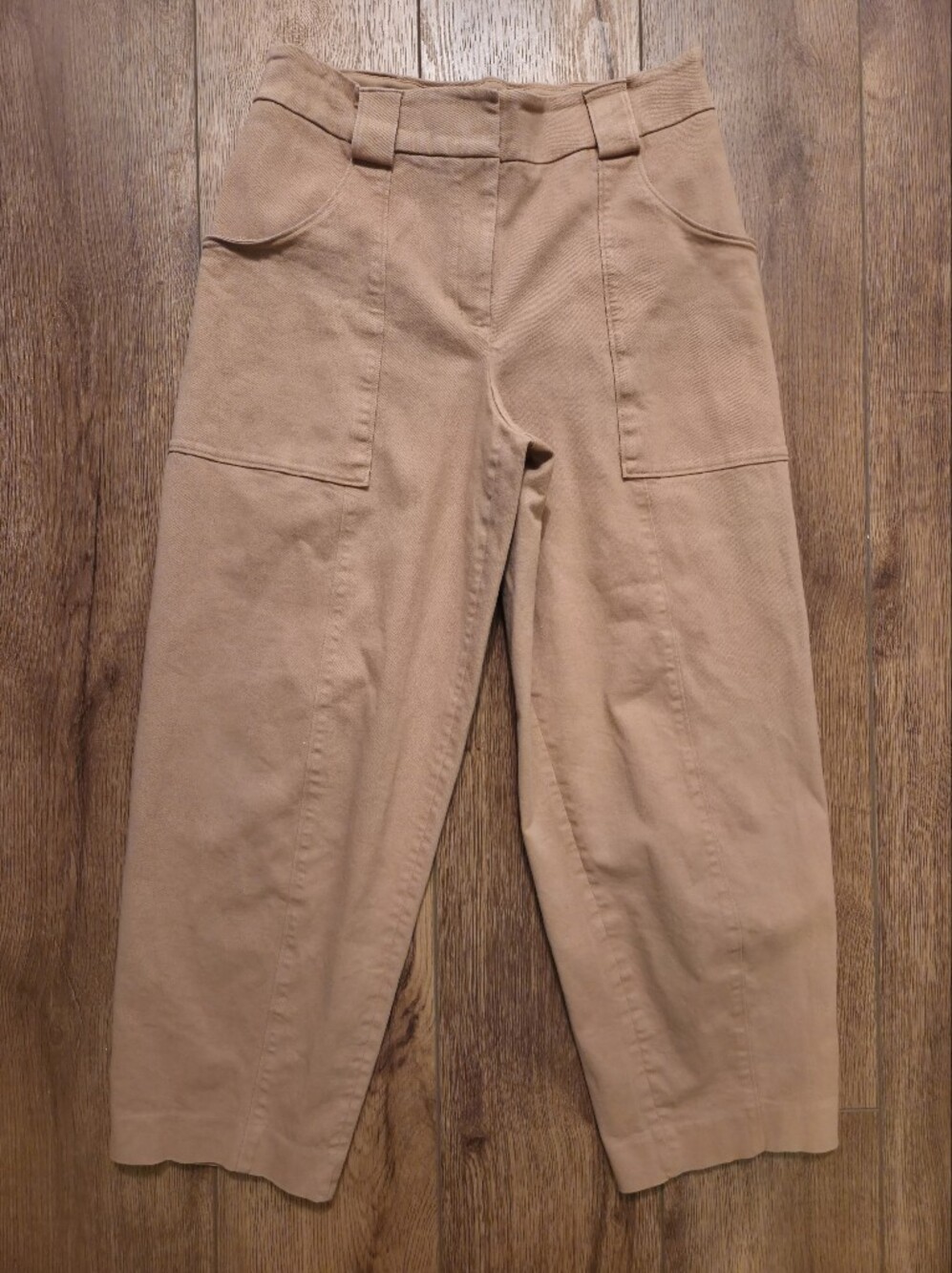 Express Cropped Wide-Leg Utility Pants in Tan